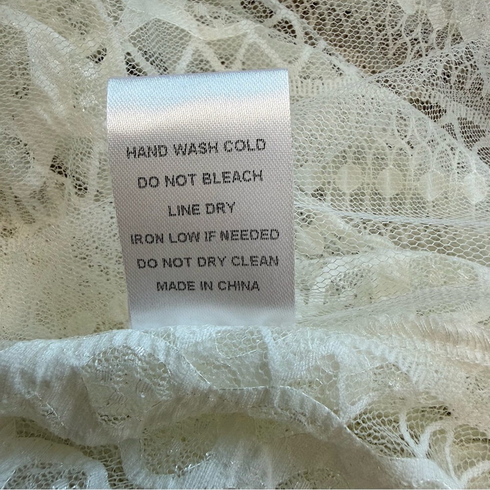 Origami | White Lace Duster Cardigan Sheer Lace Hi Lo Hem Boho Western Sz Small - Picture 8 of 8